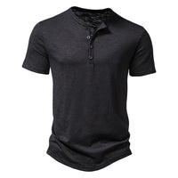 Theo | Herren Kragen-T-Shirt in Schwarz