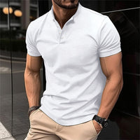 Herren Kurzarm Knöpfen Poloshirt in Weiß
