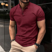 Herren Kurzarm Knöpfen Poloshirt in Bordeaux