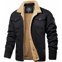 Herren Fleecejacke mit Knopfleiste Warme Freizeitjacke für kalte Tage in Schwarz