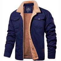Herren Fleecejacke mit Knopfleiste Warme Freizeitjacke für kalte Tage in Marineblau