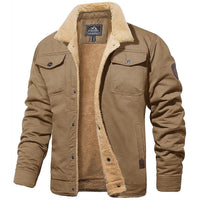 Herren Fleecejacke mit Knopfleiste Warme Freizeitjacke für kalte Tage in Khaki