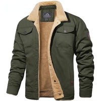 Herren Fleecejacke mit Knopfleiste Warme Freizeitjacke für kalte Tage in Grün