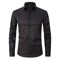 Herren Langarm Button Down Business Hemd mit Knopfverschluss in Schwarz