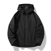 Herren Wasserdichte Winddichte Kapuzenjacke Outdoor Shelljacke Sportlich in Schwarz
