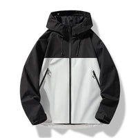 Herren Wasserdichte Winddichte Kapuzenjacke Outdoor Shelljacke Sportlich in Schwarz Weiß