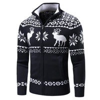 Herren Weihnachts Pullover Warm Mit Reißverschluss Aus 100% Acryl in Blau