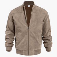 Herren Wildleder Bomberjacke Lässige Übergangsjacke mit Zipper Modernes Design in Braun