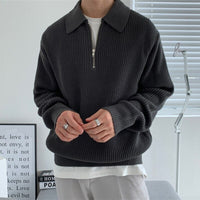 Herren Winterpullover Strukturierter Strickpullover mit Langarm für kalte Tage in Schwarz