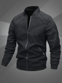 Herrenjacke Bomberjacke Regular Fit mit Baseballkragen – Lässige Collegejacke für Freizeit und Sport in Schwarz