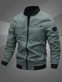 Herrenjacke Bomberjacke Regular Fit mit Baseballkragen – Lässige Collegejacke für Freizeit und Sport in Armeegrün