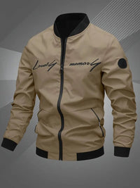 Herrenjacke Bomberjacke Regular Fit mit Baseballkragen – Lässige Collegejacke für Freizeit und Sport in Khaki 1