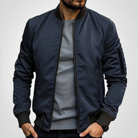 Herrenjacke Klassische Bomberjacke Übergangsjacke mit Rippbündchen und Reißverschluss für Stil und Komfort in Dunkelblau