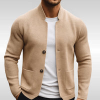 Herrenjacke Stehkragen Gesteppte Slim Fit Zweiknopfverschluss Modern für Büro und Freizeit in Beige