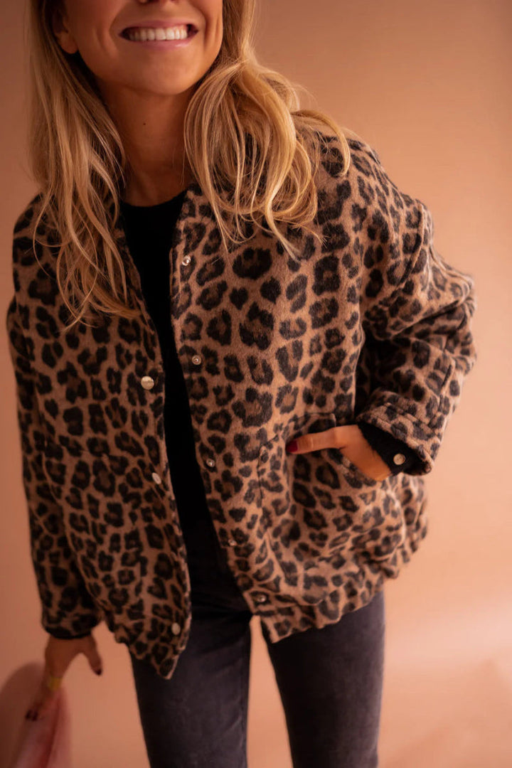 Hanna™ - Leopard bomberjacke aus hochwertigem material