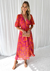 Elegantes, fließendes Kleid für Frauen | Maxi in Wassermelone