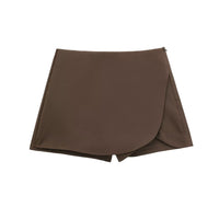 Damen Hohe Taille mit Shorts Mini Röck in Braun