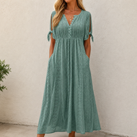 Siena - Luftiges Boho-Sommerkleid in Dunkelgrün