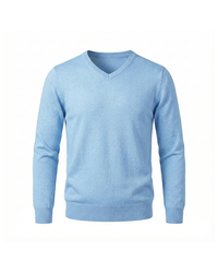 Finn | Klassischer V-Neck Kaschmir Pullover Herren in Hellblau