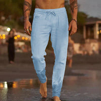 Livia | Stilvolle Herren Leinen-Strandhose in Hellblau