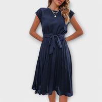 Shira™ - Sommer Midi Plissee Kleid in Saphir