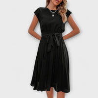 Shira™ - Sommer Midi Plissee Kleid in Schwarz