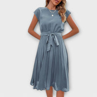 Shira™ - Sommer Midi Plissee Kleid in Hellblau