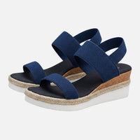 Dagmar | Damen Jute Plateausandalen Espadrille-Stil – Jute Plateau Espadrilles in Blau