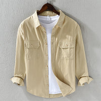 Clifford | Langarm Klappentasche Hemd in Beige