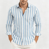 Scott | Herren Gestreiftes Button-Down Hemd in Hellblau