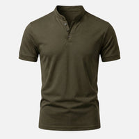 Stefan | Herren Körpernahes Jersey-Shirt Stehkragen – Jersey Shirt Slim Herren in Grün