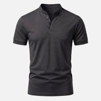 Stefan | Herren Körpernahes Jersey-Shirt Stehkragen – Jersey Shirt Slim Herren in Schwarz