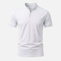 Stefan | Herren Körpernahes Jersey-Shirt Stehkragen – Jersey Shirt Slim Herren in Weiß