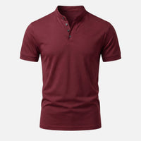 Stefan | Herren Körpernahes Jersey-Shirt Stehkragen – Jersey Shirt Slim Herren in Weinrot
