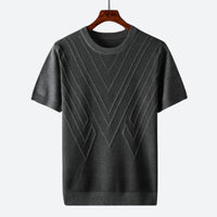 Thomas | Herren Texturiertes Strick T-Shirt – Herren Strickshirt Textur Sommer 2026 in Grau