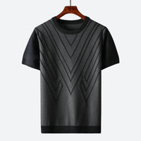 Thomas | Herren Texturiertes Strick T-Shirt – Herren Strickshirt Textur Sommer 2026 in Schwarz