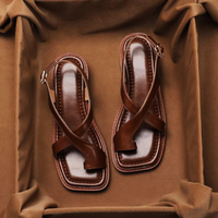 Damen Sandalen Riemen Blockabsatz in Braun