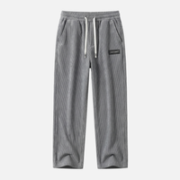 Oskar | Herren Leichte Casual Cordhose Kordelzug Taschen – Cord Hose Herren in Grau