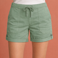 Lässige Damen Shorts mit Kordelzug und umgeschlagenem Saum | Zelina in Hellgrün