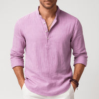 Sven | Herren Sommer Leinen Henleyshirt in Helllila