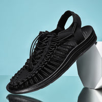Herren Sandalen Slip On Riemen Bequeme Sommerlooks in Schwarz