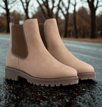 Nicole | Profilsohle Blockabsatz Stiefeletten in Beige