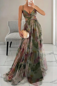 Maxikleid mit Blumendruck für Damen – Elegantes Sommerkleid für besondere Anlässe in Grün