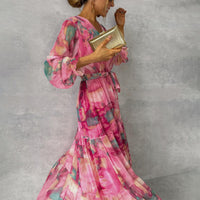Lieke™ - Wickelkleid mit Blumenmuster in Rot Rosa