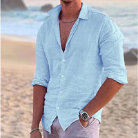 Eberhard | Herren Langarm Sommerhemd in Hellblau