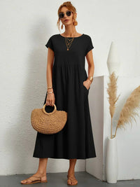 Cintia – Lässiges Midi Kleid in Schwarz