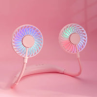 Nackenventilator Kühlung Tragbarer USB Halsventilator in Rosa mit Licht