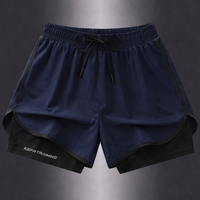 Geometrische Sportshorts für Damen – Stylisch und atmungsaktiv für Fitness und Laufen in Marineblau