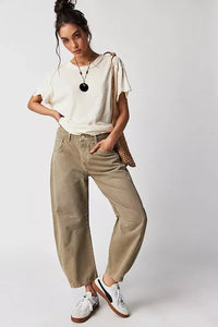 Damen Lässige Leichte Jeans | Niedrigbau in Khaki