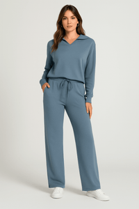 Norella™ | Zweiteiliges Lounge-Set mit Kragen in Hellblau
